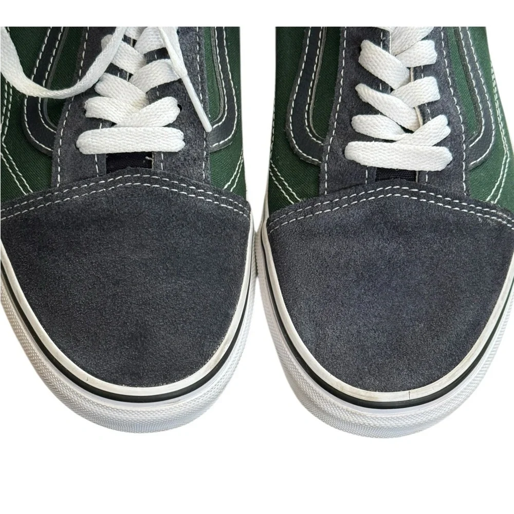 Vans Old Skool Green Gray Suede Canvas Sneakers US M9 W 10.5 - Picture 3 of 9